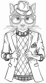 Coloring Cool Pages Cat Hipster Fat Adults Adult Boys Book Cats Books Printable Color Sheets Edward Scissorhands Colouring Print Kids sketch template