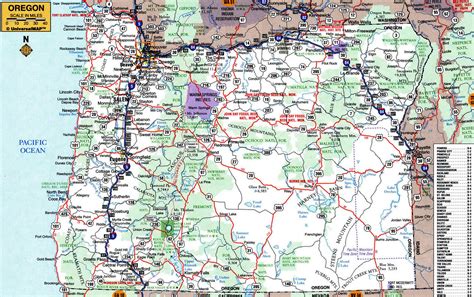large detailed roads  highways map  oregon state   marks
