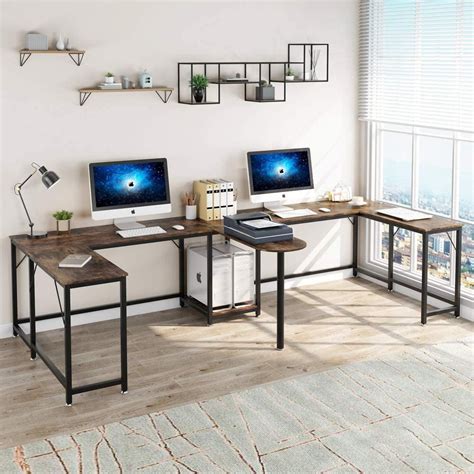 tribesigns   double computer desk extra long  person desk large office desk writing