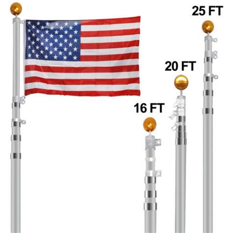 flag poles  parts  ft ft ft aluminum telescopic flagpole kit outdoor gold ball