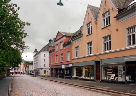 narrow streets  bergen norway editorial photography image  hill