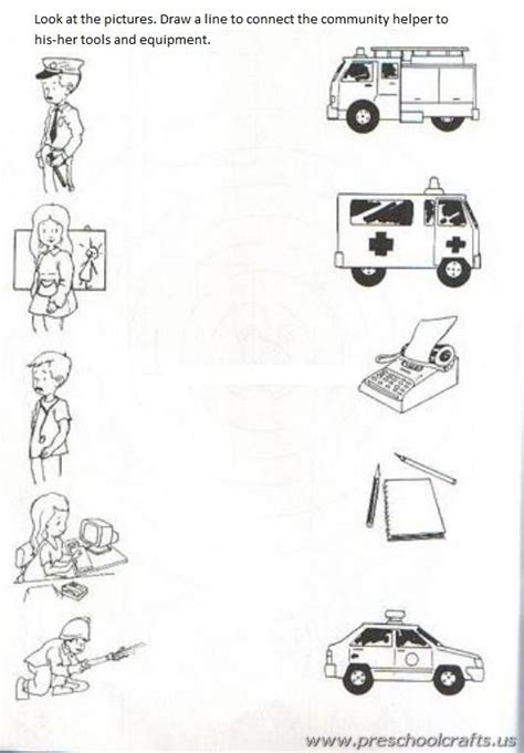 community helpers printable worksheets  kids preschool