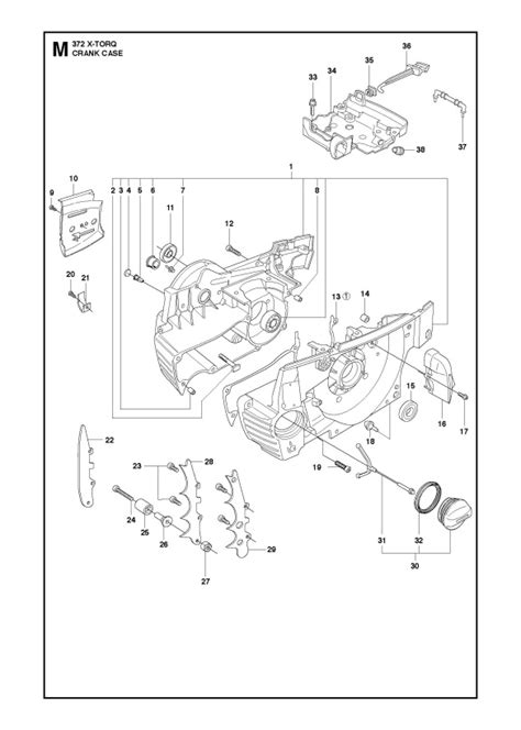 husqvarna  xp  torq   chainsaw crankcase spare parts diagram