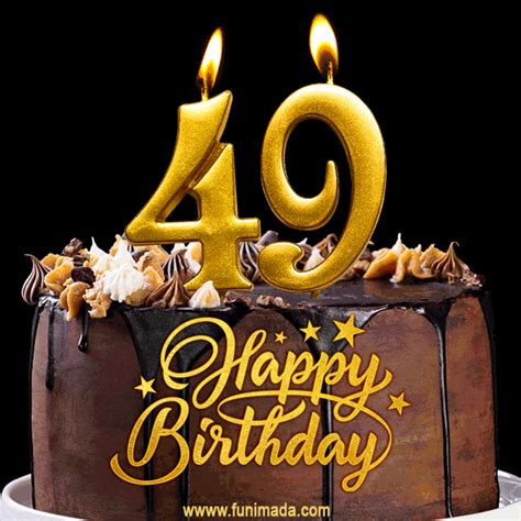 birthday chocolate cake  gold glitter number  candles gif
