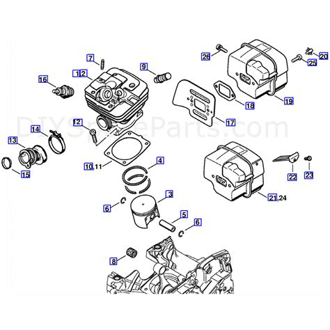 stihl ms  chainsaw ms  parts diagram cylinder