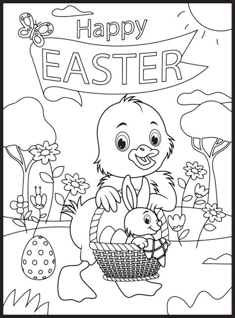 happy easter coloring pages  kids  vector art  vecteezy