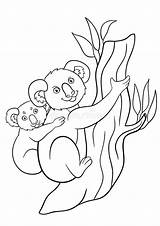 Koala Moeder Schattige Kleurplaten Depositphotos St3 Mayka Stockillustratie sketch template