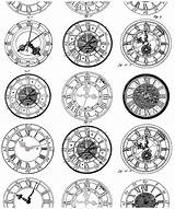 Coloring Vintage Tattoo Clock Watches Old Anciennes Tattoos Pages Adults Montres Difficult Color Ancient Styles Dessin Horloge Print Pocket Justcolor sketch template