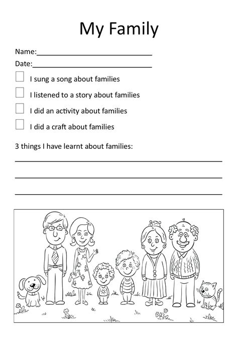 family worksheets  kindergarten family worksheet kindergarten