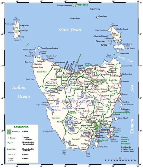 tasmania map tasmania state map  australia tasmania road map