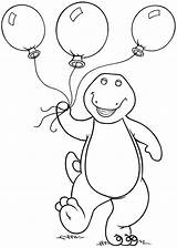 Barney Coloring Pages Balloons Drawing Printable Dinosaur Birthday Holding Three Print Friends Kids Color Sheets Purple Preschool Cartoon Balloon Happy sketch template