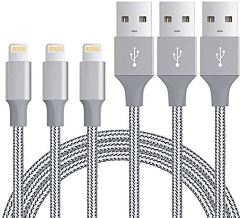pack ft iphone charger cable mfi certified lightning cable nylon braided iphone charging
