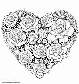 Coloring Pages Heart Beautiful Big Flowers Printable Hearts Roses Templates Getdrawings Print Holiday Drawing Popular sketch template