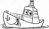 Cartoon Ship Coloring Container Boat Stock Drawing Vector Illustration Depositphotos sketch template