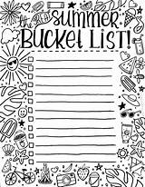 Summer List Bucket Coloring Printable sketch template