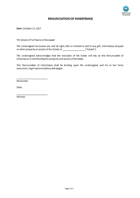 sample executor letter template official letter