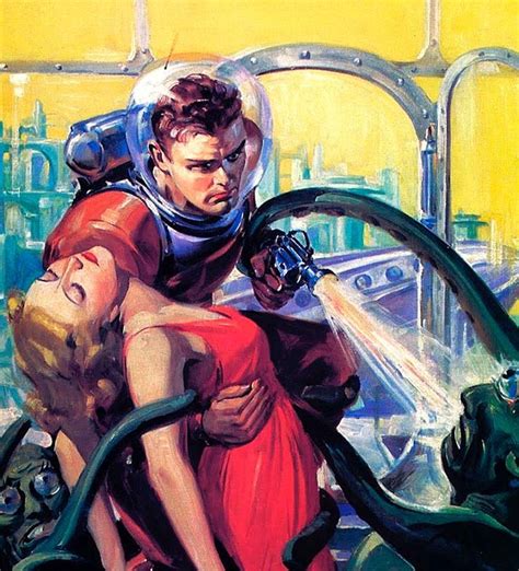 wonderful 1950s sci fi art dramatic space rescue illustration by robert lesser from future