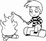 Roasting Marshmallows Camping Coon Wecoloringpage sketch template