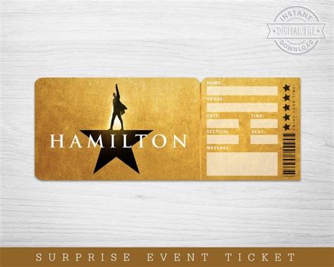 printable hamilton broadway surprise ticket hamilton  etsy australia