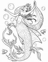 Mermaid Coloring Pages Adult Adults Fish Kids sketch template