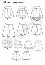 Skirt Pleated Pattern Patterns Line Drawing Sewing Simplicity Skirts Visit Fashion Making sketch template