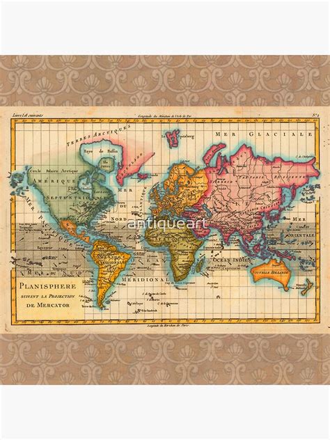 world map  antique vintage hemisphere continents geography sticker  antiqueart redbubble