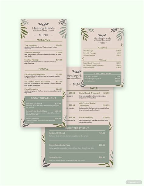 service menu template  psd illustrator word apple pages