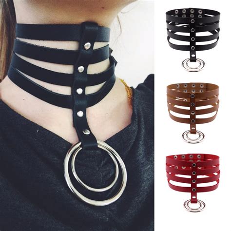 Buy Leather O Round Choker Leather Collar Punk