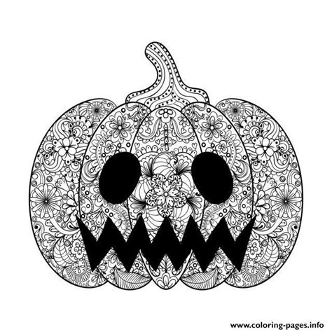 adult halloween scary pumpkin coloring page printable