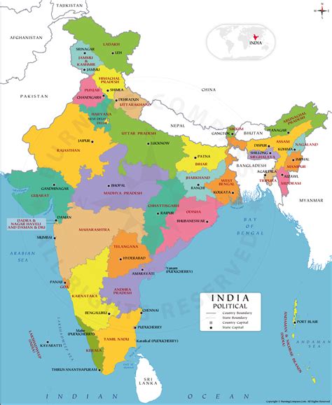 indian political map outline   latest map update