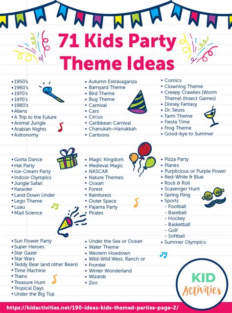 creative party theme ideas  kids kid activities