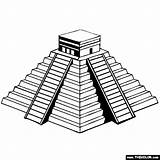 Itza Coloring Chichen Mayan Aztec Drawing Temple Pyramid Famous Places Mexico Castillo El Maya Tattoo Pages Landmarks Drawings Colouring Thecolor sketch template
