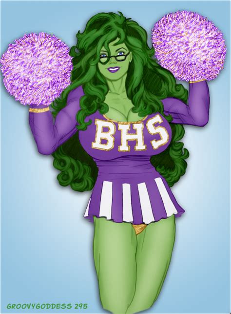 rule 34 breasts cheerleader cleavage cosplay glasses green skin groovygoddess large breasts