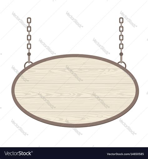blank oval wooden signboard hanging  metallic vector image