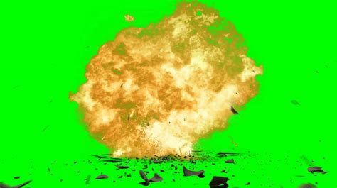 explosion  debris ground crack  sound  green screen    gif