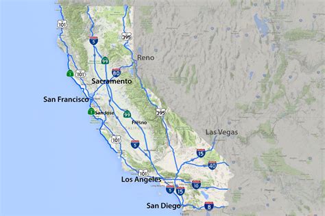california road map highways  major routes