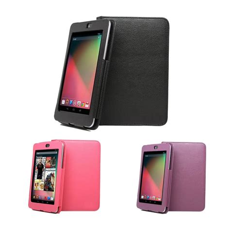 leather flip case stand cover  asus google nexus   tablet ebay