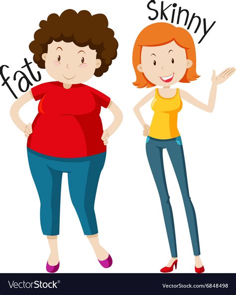 opposite adjectives with fat and skinny royalty free vector