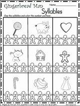 Worksheet Gingerbread Worksheets Syllables Christmas Syllable Kindergarten Preschool Choose Board Man Matching Number Madebyteachers sketch template