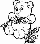 Coloring Teddy Pages Christmas Gift sketch template