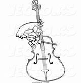 Bass Girl Cartoon Coloring Giant Playing Vector Cello Outlined Leishman Ron Instrument Getdrawings Royalty Getcolorings sketch template