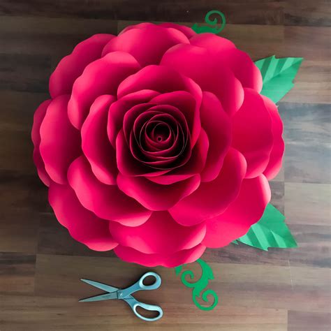 xl rose paper flower templates  rose bub center included