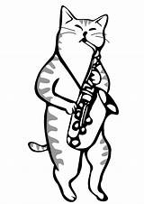 Saxophone Tocando Gato Saxofon Guitarra Tegninger Saxofón Jule Katte Supercoloring sketch template
