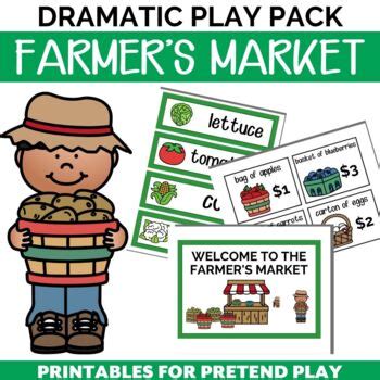 farmers market dramatic play  easy activities  kids tpt