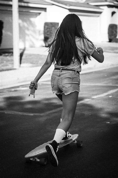 Long Board Girl Girl Skater Skateboard Teenage Skater Girl