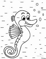 Seahorse Coloring Pages Cartoon Printable Kids sketch template