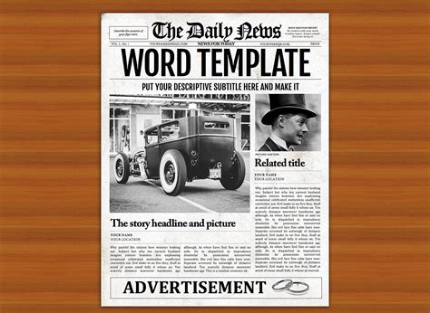vintage word newspaper template graphic  newspaper templates