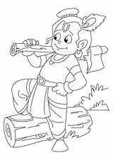 Krishna Shiva Chopping Bheem Chota Axe sketch template