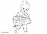 Groot Coloring Baby Pages Lines Printable Kids sketch template