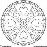 Mandala Coloring Pages Heart Simple Fall Mandalas Leaves Printable Valentine Choose Board Getcolorings Biz sketch template